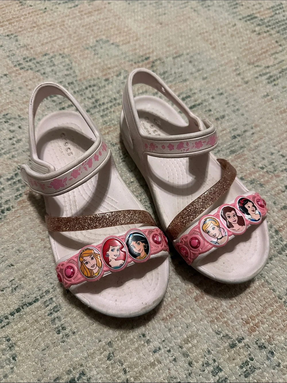 Girls' Pink Glitter Strap Crocs